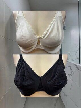 Wacoal, Woman, 2 Bras $14 Each, Black, White, Size 38D, Nylon, Hook Closure.!